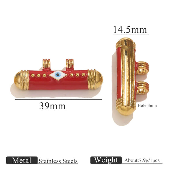 Stainless Steel Oil Dropping Tubular Bead Pendant Bohemian Style Diy Necklace Bracelet Pendant 18K Gold Vacuum Plated