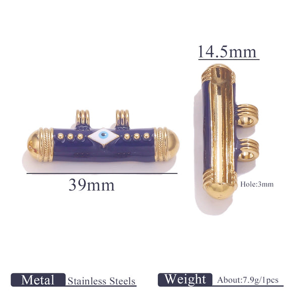 Stainless Steel Oil Dropping Tubular Bead Pendant Bohemian Style Diy Necklace Bracelet Pendant 18K Gold Vacuum Plated