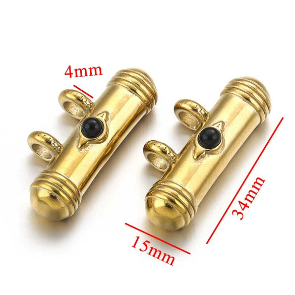 Stainless Steel Oil Dropping Tubular Bead Pendant Bohemian Style Diy Necklace Bracelet Pendant 18K Gold Vacuum Plated