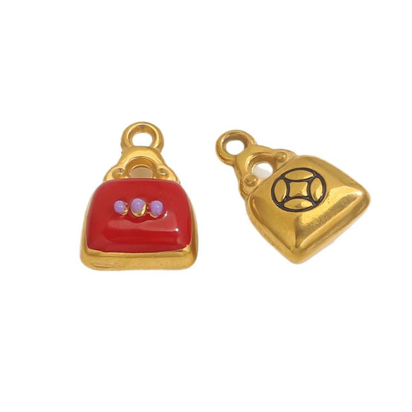 Stainless Steel Oil Pressure Drop Bag Pendant Necklace Accessories 18K Gold Plated Electroplated
