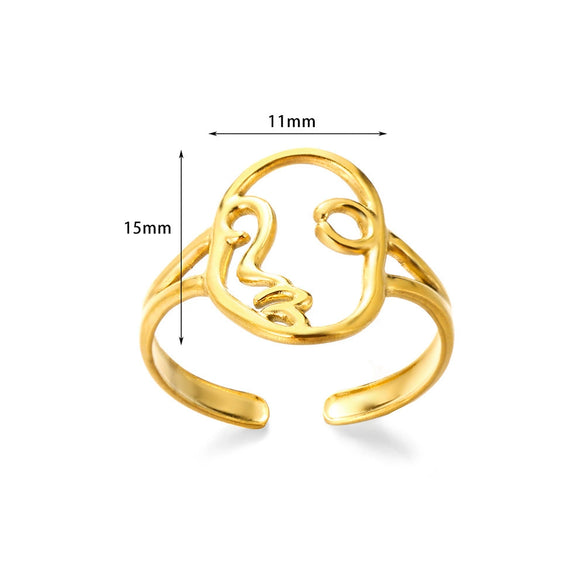 Stainless Steel Oil Pressure Ring Irregular With Crown Heart Shape Letters Numbers Text Electroplated Unisex