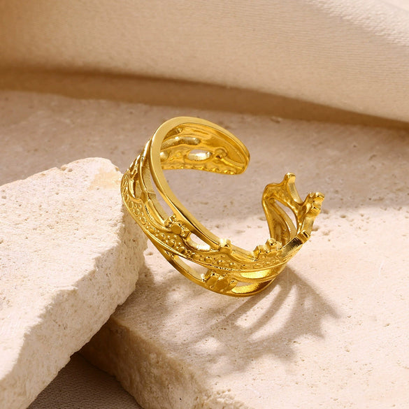 Stainless Steel Oil Pressure Ring Irregular With Crown Heart Shape Letters Numbers Text Electroplated Unisex