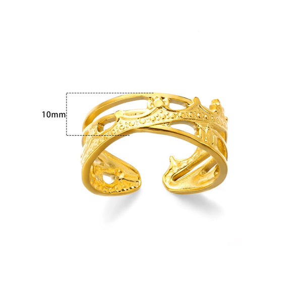Stainless Steel Oil Pressure Ring Irregular With Crown Heart Shape Letters Numbers Text Electroplated Unisex