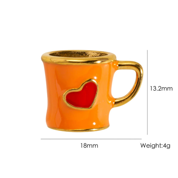 Stainless Steel Oildrip Coffee Cup Sailboat Fish Bicycle Pendant Accessories Electroplated