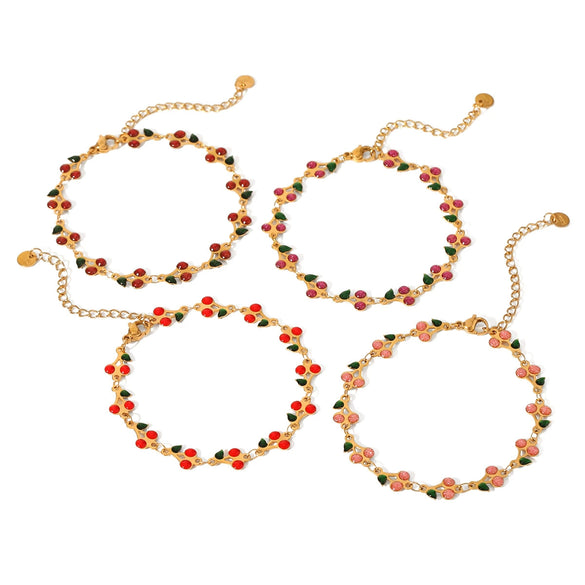 Stainless Steel Oildropping Cherry Women's Bracelet
