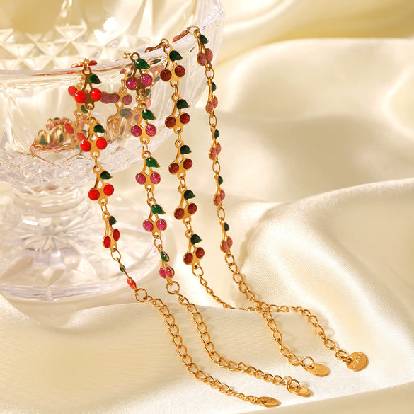 Stainless Steel Oildropping Cherry Women's Bracelet