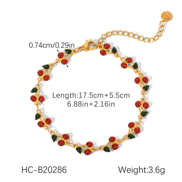 Stainless Steel Oildropping Cherry Women's Bracelet