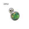 Stainless Steel Opal Earrings With Letters Numbers Text Pattern