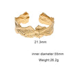 Stainless Steel Open Bangle Bracelet With Geometric Line Pattern And Electroplated Fade Resistant Finish