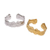Stainless Steel Open Bangle Bracelet With Geometric Line Pattern And Electroplated Fade Resistant Finish