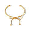 Stainless Steel Open Bow Bracelet With Electroplating For Women