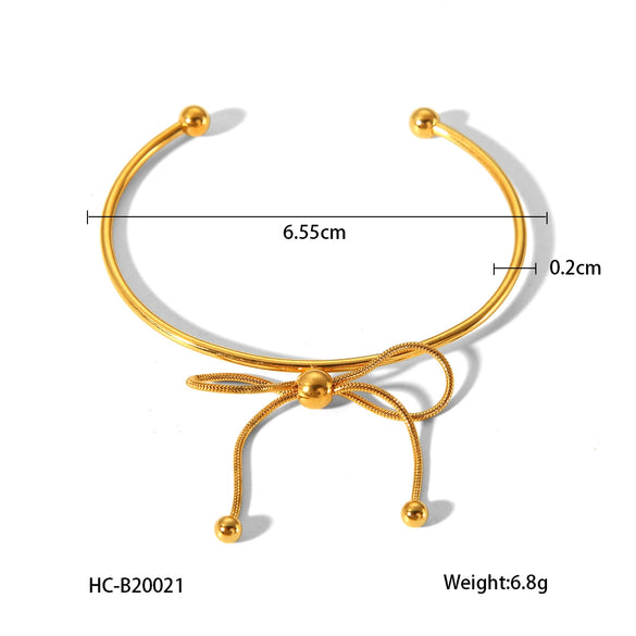 Stainless Steel Open Bow Bracelet With Electroplating For Women