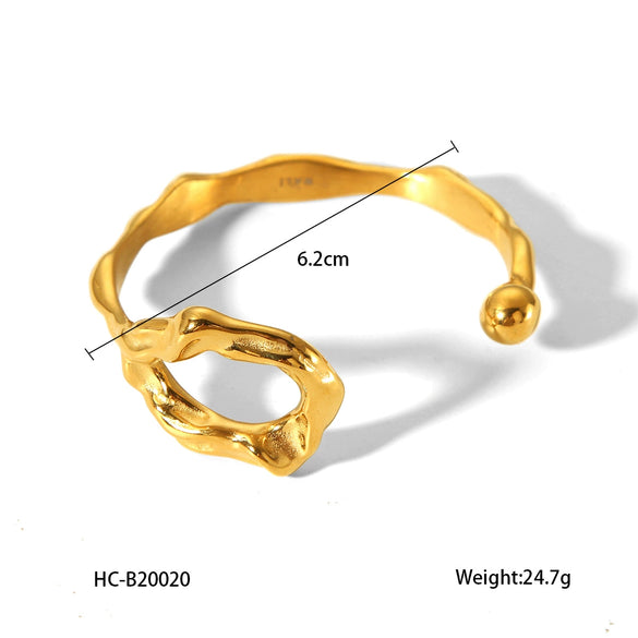 Stainless Steel Open Bracelet Electroplated Irregular Women's Fashion Bracelet
