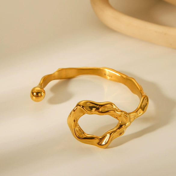 Stainless Steel Open Bracelet Electroplated Irregular Women's Fashion Bracelet