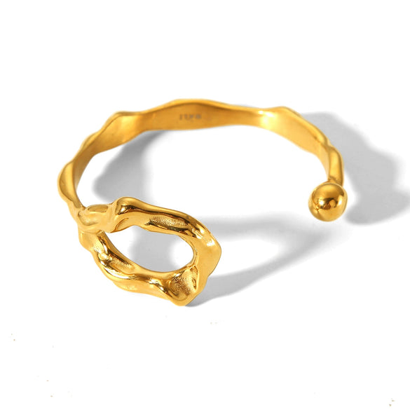 Stainless Steel Open Bracelet Electroplated Irregular Women's Fashion Bracelet