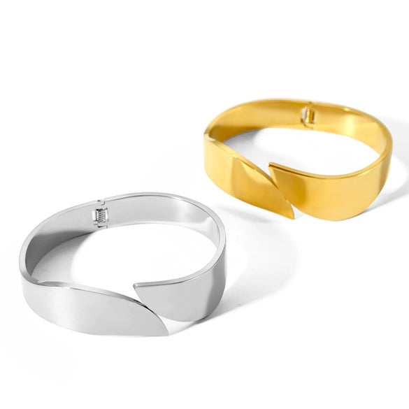 Stainless Steel Open Bracelet Geometric Style Electroplated For Women