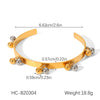 Stainless Steel Open Bracelet Gold And Silver Color Matching Ball Bead Tassel Electroplating Geometric Niche Design