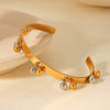 Stainless Steel Open Bracelet Gold And Silver Color Matching Ball Bead Tassel Electroplating Geometric Niche Design