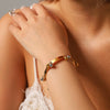 Stainless Steel Open Bracelet Gold And Silver Color Matching Ball Bead Tassel Electroplating Geometric Niche Design