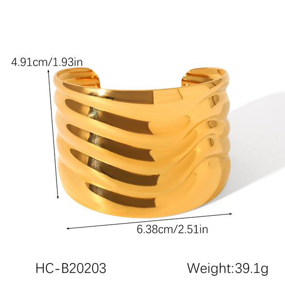 Stainless Steel Open Bracelet Ins Style Geometric Electroplating