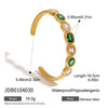 Stainless Steel Open Bracelet Jewelry With Electroplating Luxurious Style White Green Zircon And Geometric Design