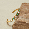 Stainless Steel Open Bracelet Jewelry With Electroplating Luxurious Style White Green Zircon And Geometric Design