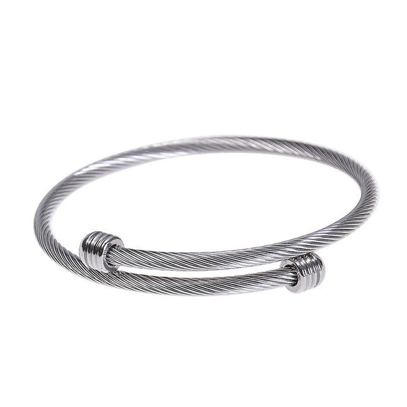 Stainless Steel Open Bracelet Metal Thread Ring Vacuum Furnace Plating Rose Gold Simple Geometric Style Jewelry