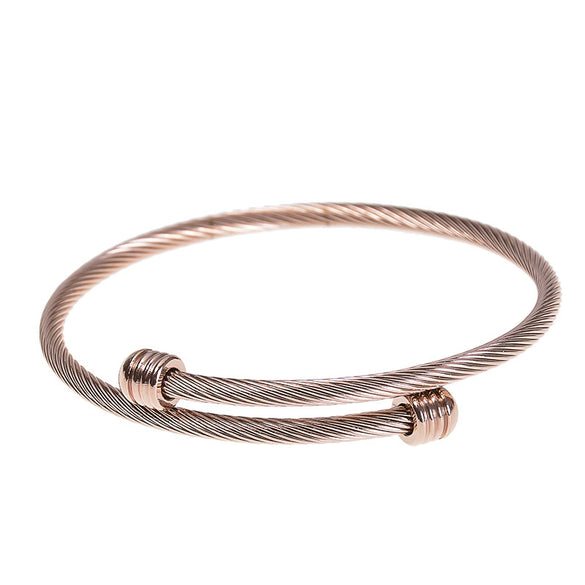 Stainless Steel Open Bracelet Metal Thread Ring Vacuum Furnace Plating Rose Gold Simple Geometric Style Jewelry