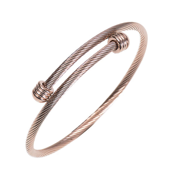Stainless Steel Open Bracelet Metal Thread Ring Vacuum Furnace Plating Rose Gold Simple Geometric Style Jewelry