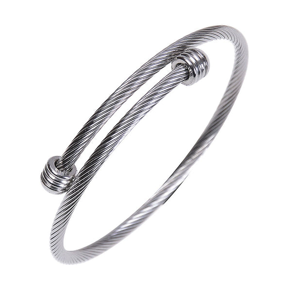 Stainless Steel Open Bracelet Metal Thread Ring Vacuum Furnace Plating Rose Gold Simple Geometric Style Jewelry