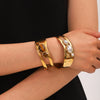 Stainless Steel Open Bracelet Set With Pearls And Tiger Eye Stone Ins Style Minimalist