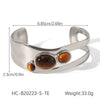 Stainless Steel Open Bracelet Set With Pearls And Tiger Eye Stone Ins Style Minimalist