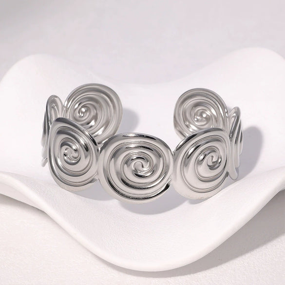 Stainless Steel Open Bracelet Simple Geometric 18K Goldplated Electroplated For Women