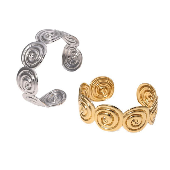 Stainless Steel Open Bracelet Simple Geometric 18K Goldplated Electroplated For Women