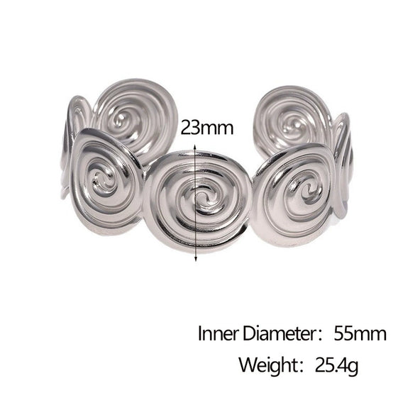 Stainless Steel Open Bracelet Simple Geometric 18K Goldplated Electroplated For Women