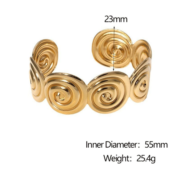 Stainless Steel Open Bracelet Simple Geometric 18K Goldplated Electroplated For Women