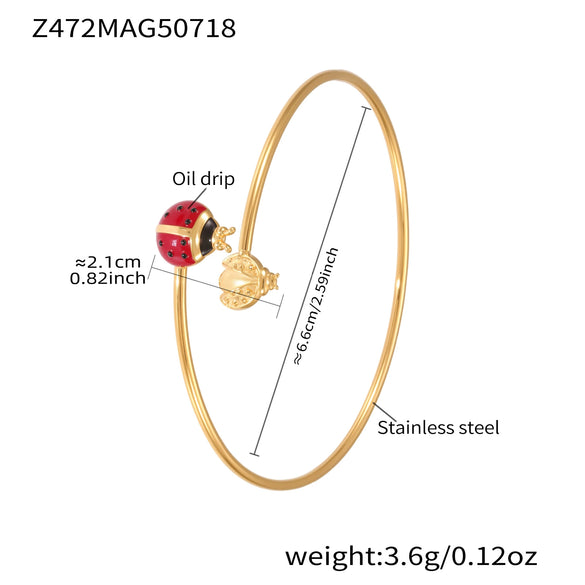 316L Stainless Steel Open Bracelet With Bee And Starfish Zircon Electroplated Fashion Ol Style