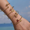 316L Stainless Steel Open Bracelet With Bee And Starfish Zircon Electroplated Fashion Ol Style