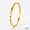 Stainless Steel Open Bracelet With Plaid Inlaid Zircon Fashion Geometric Style Vacuum Electroplated