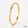 Stainless Steel Open Bracelet With Plaid Inlaid Zircon Fashion Geometric Style Vacuum Electroplated