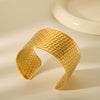 Stainless Steel Open Bracelet With Woven Pattern And Electroplating For Women Geometric Style