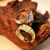 Stainless Steel Open Finger Ring And Metal Knock Pattern Bracelet With Heart Shape Natural Style Electroplating Treatment