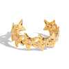 Stainless Steel Open Gold Starfish Inlaid Pearl Bracelet Electroplated Hand Jewelry