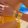 Stainless Steel Open Gold Starfish Inlaid Pearl Bracelet Electroplated Hand Jewelry