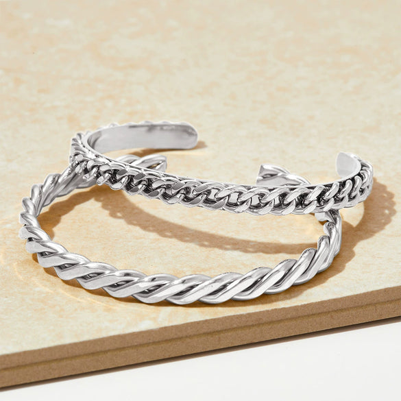 Stainless Steel Open Handmade Twist Bracelet With Vacuum Electroplating And Fine Polishing Fashion Ol Style