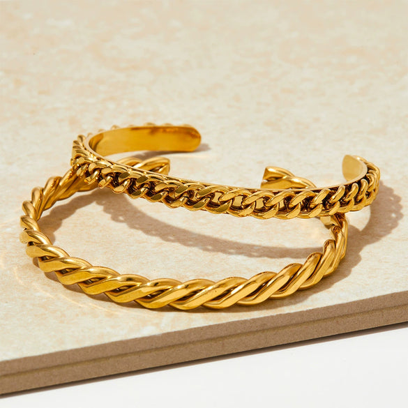 Stainless Steel Open Handmade Twist Bracelet With Vacuum Electroplating And Fine Polishing Fashion Ol Style