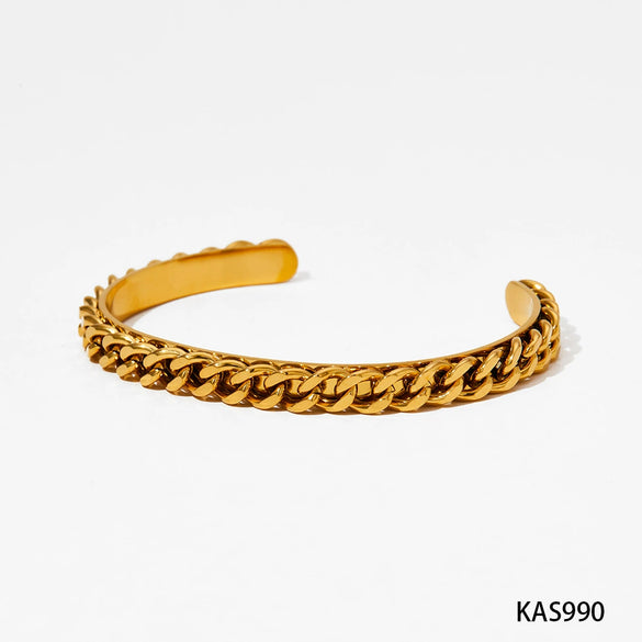 Stainless Steel Open Handmade Twist Bracelet With Vacuum Electroplating And Fine Polishing Fashion Ol Style
