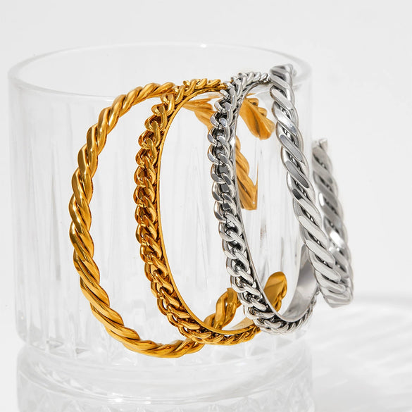Stainless Steel Open Handmade Twist Bracelet With Vacuum Electroplating And Fine Polishing Fashion Ol Style