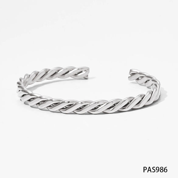 Stainless Steel Open Handmade Twist Bracelet With Vacuum Electroplating And Fine Polishing Fashion Ol Style