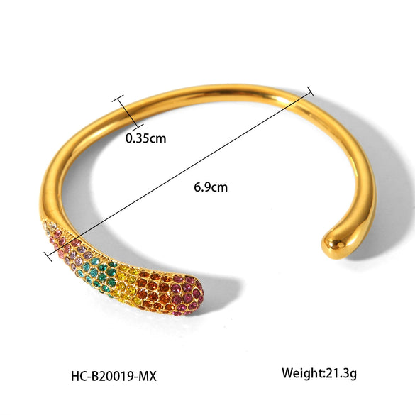 Stainless Steel Open Ring For Women Set With Diamonds Geometric Style